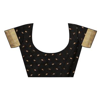 Black woven cotton silk saree with blouse 5