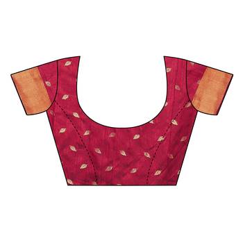 Maroon woven cotton silk saree with blouse 5