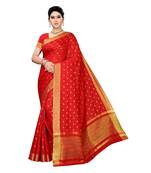 Red woven cotton silk saree with blouse