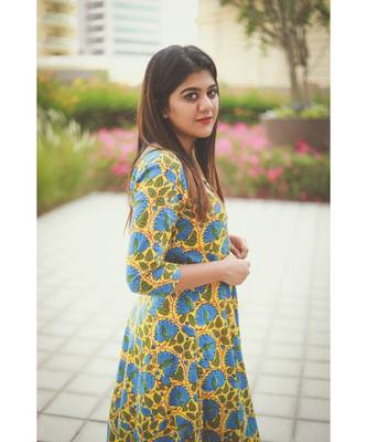 Yellow printed Cotton stitched dresses 4