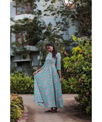 Blue printed Cotton stitched dresses 2
