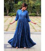 blue printed Rayon stitched dresses
