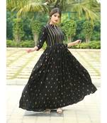 Black printed Rayon stitched dresses