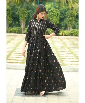 Black printed Rayon stitched dresses 4
