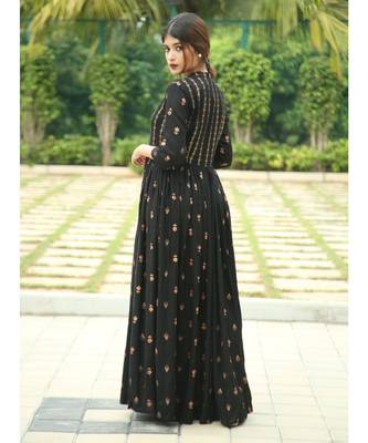 Black printed Rayon stitched dresses 5