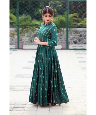 green printed Rayon stitched dresses 5