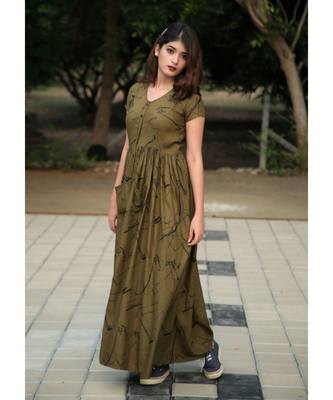 green printed Rayon stitched dresses 4