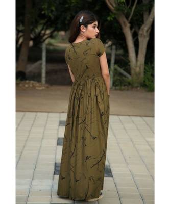 green printed Rayon stitched dresses 5