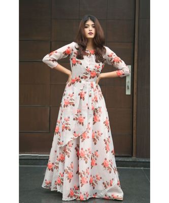 multicolor printed Chanderi stitched 