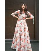 multicolor printed Chanderi stitched dresses