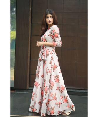 multicolor printed Chanderi stitched dresses 2
