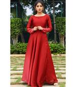 Maroon printed satin stitched dresses