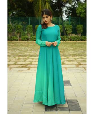 green printed satin stitched dresses 1