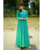 green printed satin stitched dresses