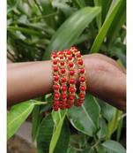 Traditional Ethnic Gold Plated Red Coral Design Bangle Set For Women & Girls