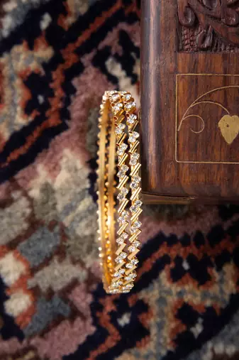 Diamond Radiance Duo: Set of 2 Bangles and Bracelets
