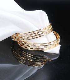 Gold Plated Stone Studded Bangles Set Of 2