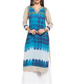 Blue Embroidered Georgette Party Wear Kurti