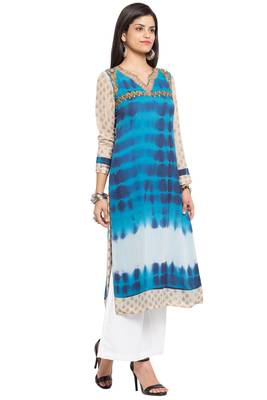 Blue Embroidered Georgette Party Wear Kurti 3