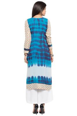 Blue Embroidered Georgette Party Wear Kurti 4