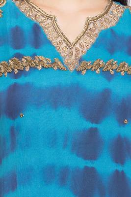 Blue Embroidered Georgette Party Wear Kurti 5
