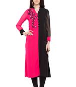 Pink Embroidered Georgette Party Wear Kurti