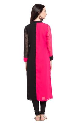 Pink Embroidered Georgette Party Wear Kurti 4