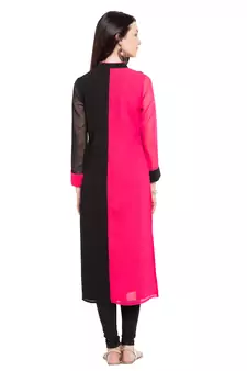 Pink Embroidered Georgette Party Wear Kurti