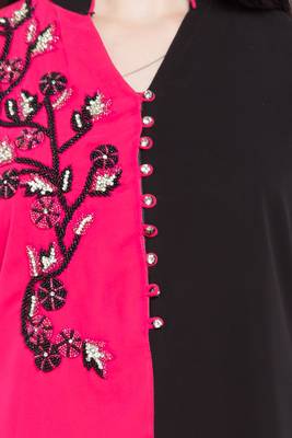 Pink Embroidered Georgette Party Wear Kurti 5