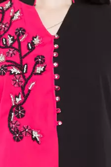 Pink Embroidered Georgette Party Wear Kurti