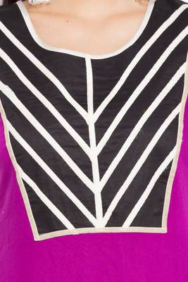 Purple Embroidered Cotton Party Wear Kurti 5