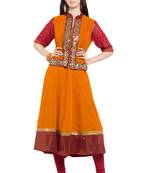 Magenta Embroidered Georgette Party Wear Kurti