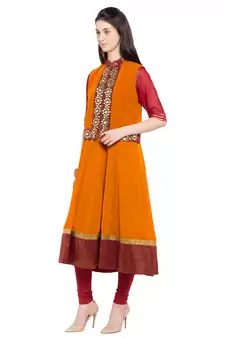 Magenta Embroidered Georgette Party Wear Kurti