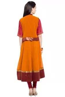 Magenta Embroidered Georgette Party Wear Kurti