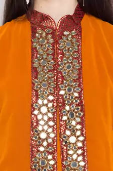 Magenta Embroidered Georgette Party Wear Kurti