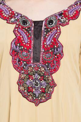 Beige Embroidered Georgette Party Wear Kurti 5