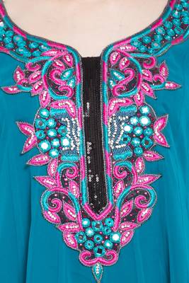 Blue Embroidered Georgette Party Wear Kurti 5