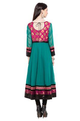 Green Embroidered Georgette Party Wear Kurti 4