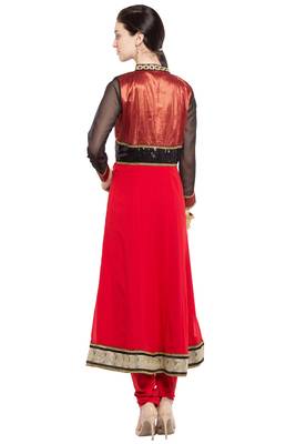 Red Embroidered Georgette Party Wear Kurti 4