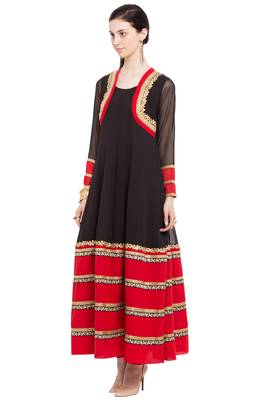 Black Embroidered Georgette Party Wear Kurtis 2