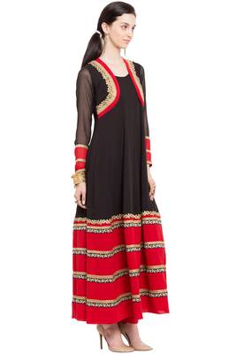 Black Embroidered Georgette Party Wear Kurtis 3
