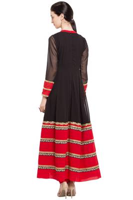 Black Embroidered Georgette Party Wear Kurtis 4