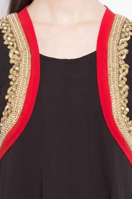 Black Embroidered Georgette Party Wear Kurtis 5