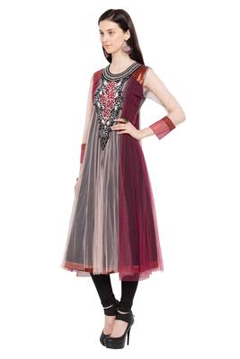Multicolor Embroidered Net Party Wear Kurti 2