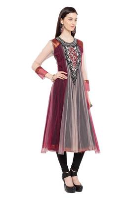 Multicolor Embroidered Net Party Wear Kurti 3