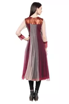 Multicolor Embroidered Net Party Wear Kurti