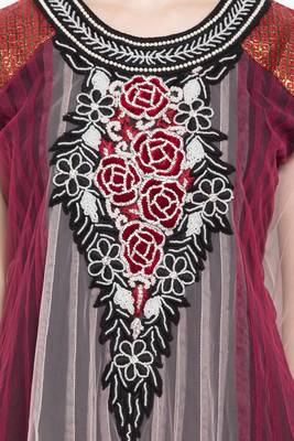 Multicolor Embroidered Net Party Wear Kurti 5