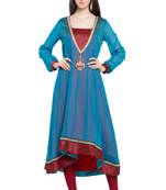Blue Embroidered Georgette Party Wear Kurti