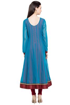 Blue Embroidered Georgette Party Wear Kurti 4