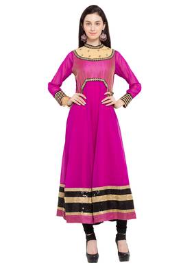 Pink Embroidered Georgette Party Wear Kurti 1